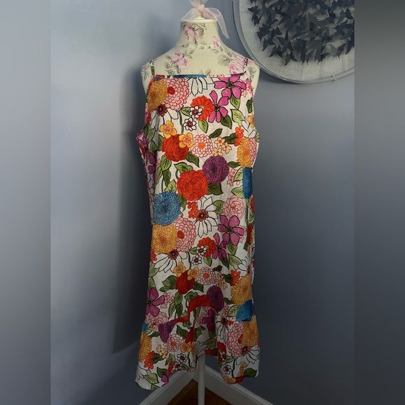 Lungo L’Arno Linen Blend Floral Mini Dress - Picture 1 of 6